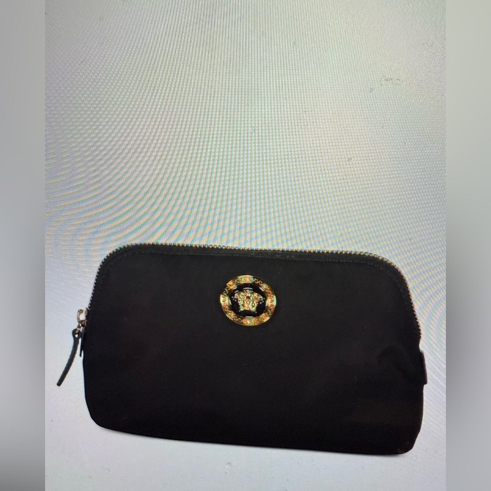 Versace Black Cosmetic Pouch with Gold Medusa